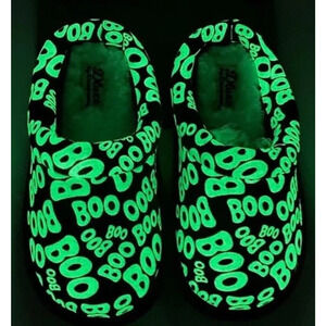 Deluxe by Dearfoams Children Halloween Glow in the Dark Boo Slippers Sz 11/12
